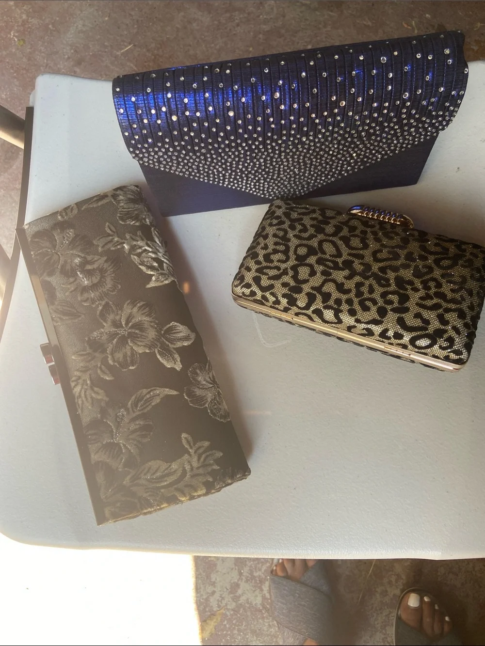 Blue Rhinestone-Trim Evening Clutch. All 3 for 1 price